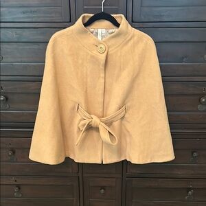 LOFT Camel Cape with Button Detail
